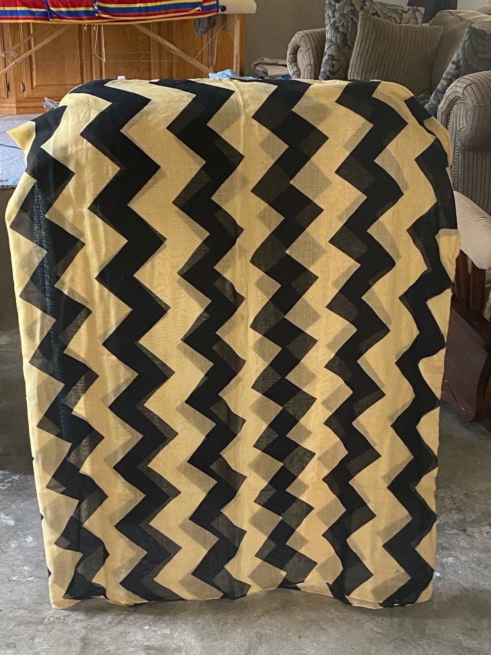 Geometric Chevron scarf wrap shawl - Black and Yellow